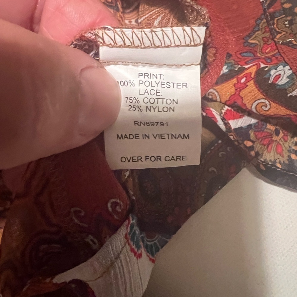 EUC Fig and Flower Anthroplologie Earthtones Patchwork Semi-Sheer Tunic XL (E3) - Picture 6 of 9